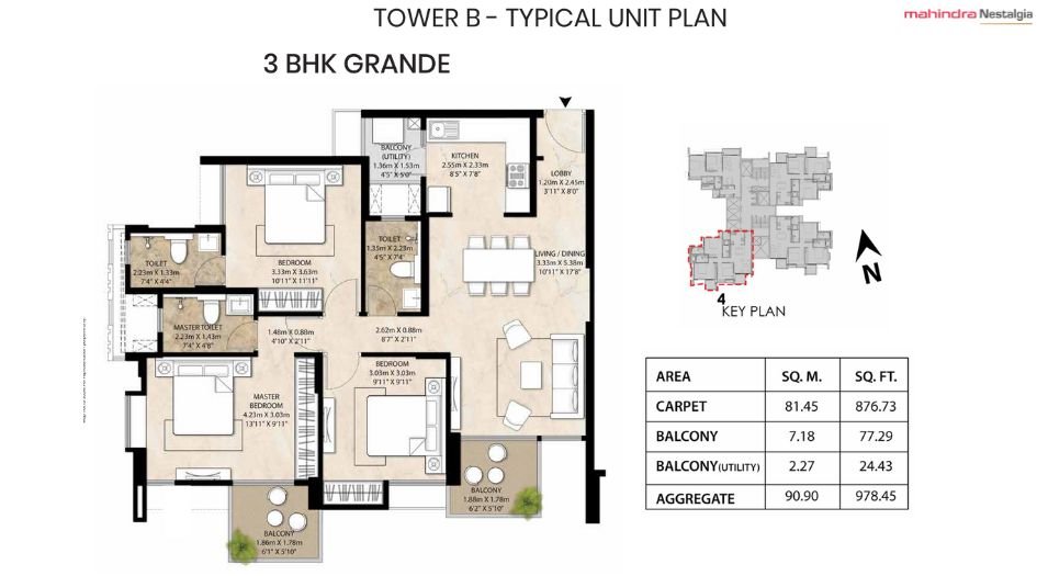 Mahindra-Nestalgia-Floor-Plan-Tower B-3 BHK-978 Sqft (2)